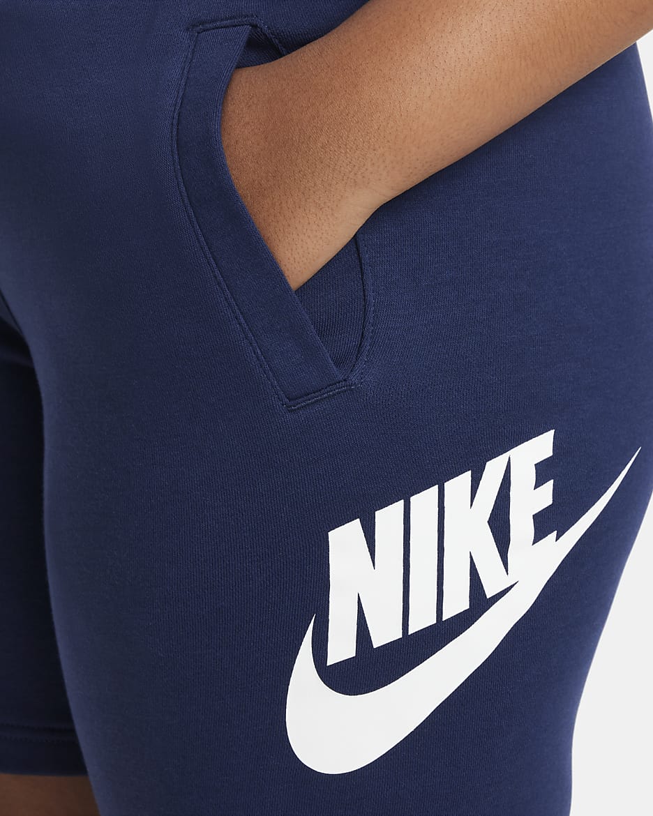 Nike Sportswear Club Fleece Older Kids' French Terry Shorts (Extended Size) - Midnight Navy/White