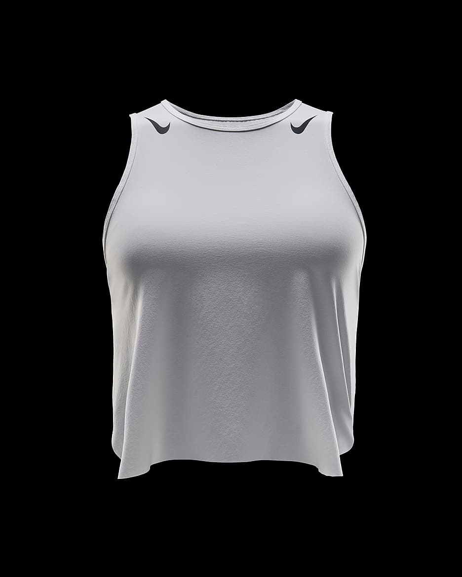 Nike AeroSwift Women's Dri-FIT ADV Cropped Running Tank Top - White/Black