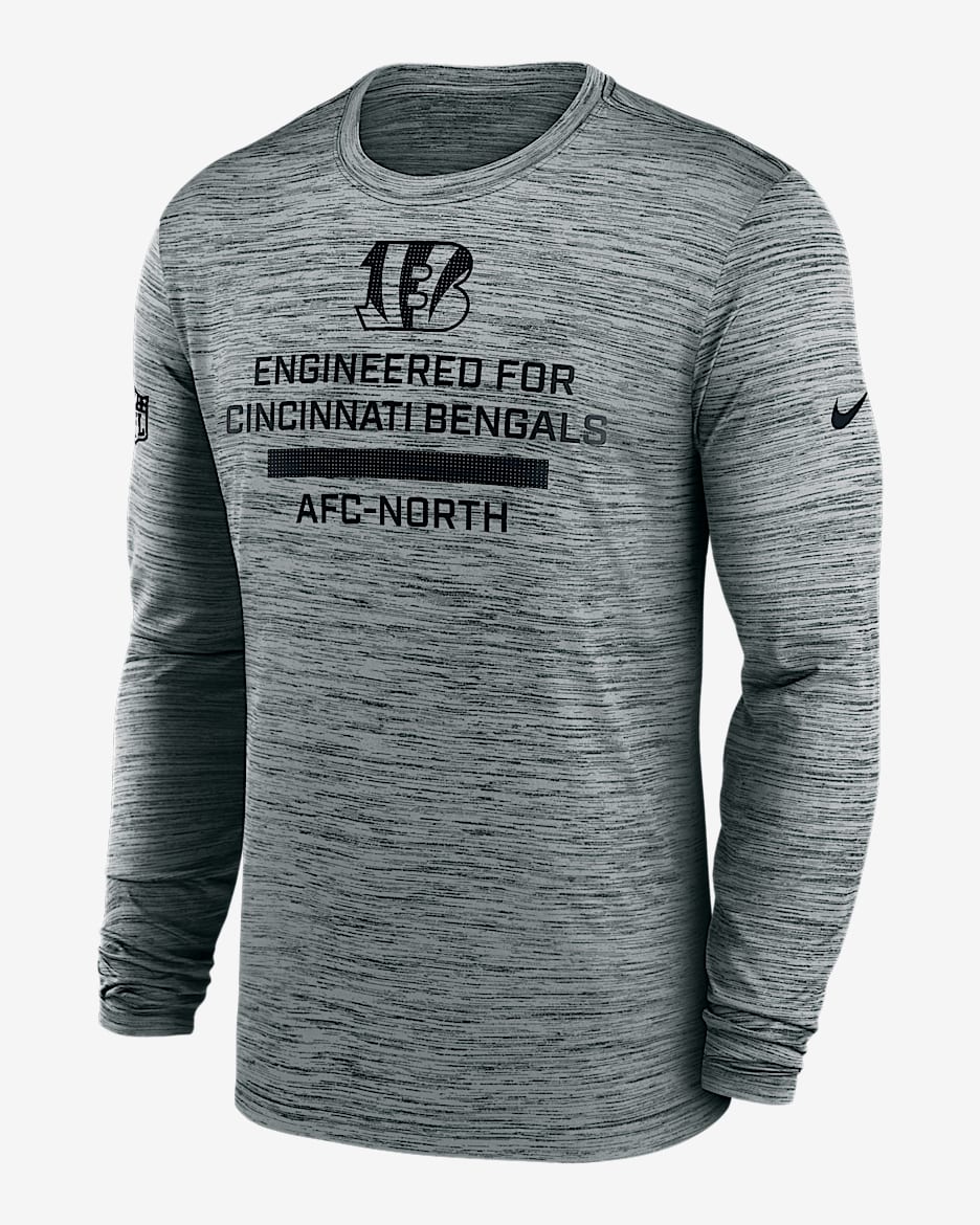 Cincinnati Bengals Sideline Team Issue Velocity Men's Nike Dri-FIT NFL Long-Sleeve T-Shirt - Grey