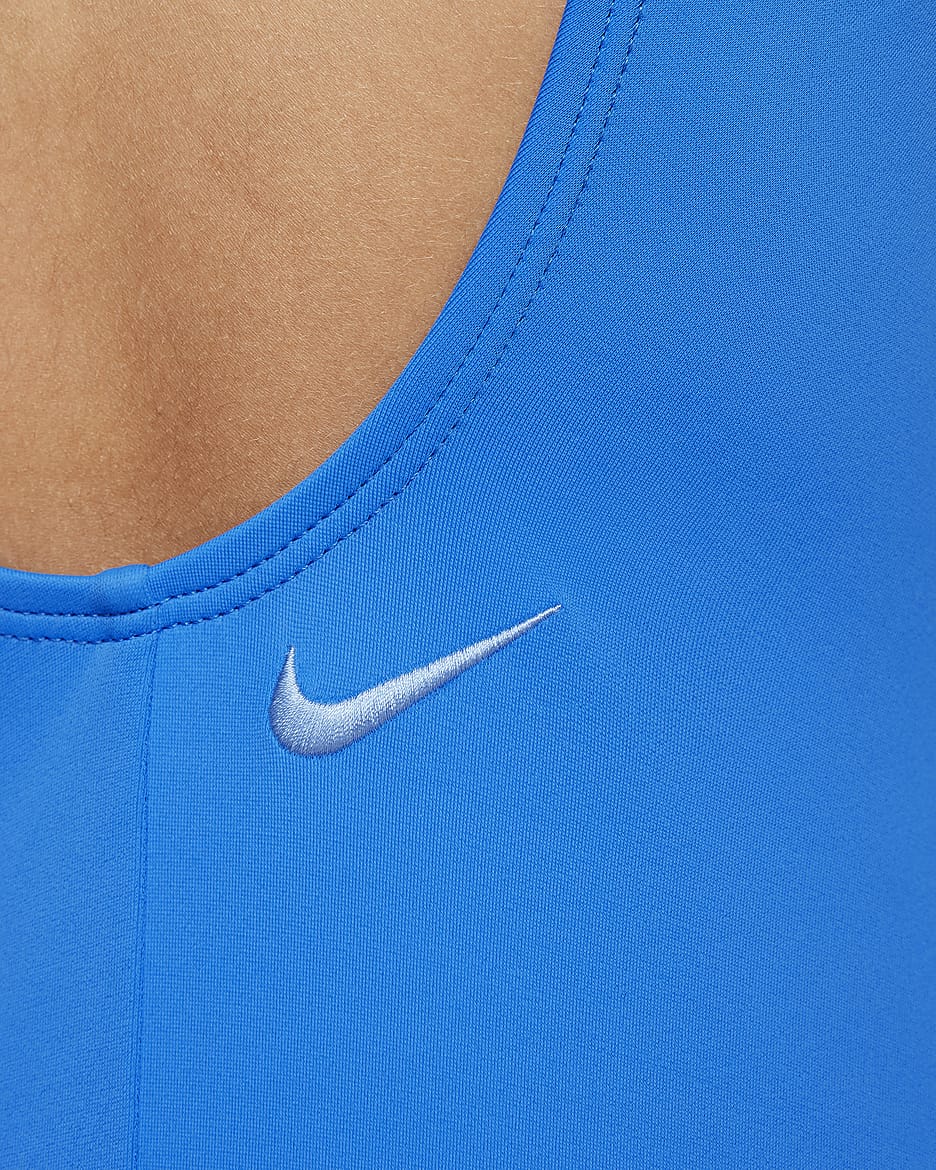 Traje de baño de una pieza con diseño de espalda en U para niñas talla grande Nike Swim - Azul foto