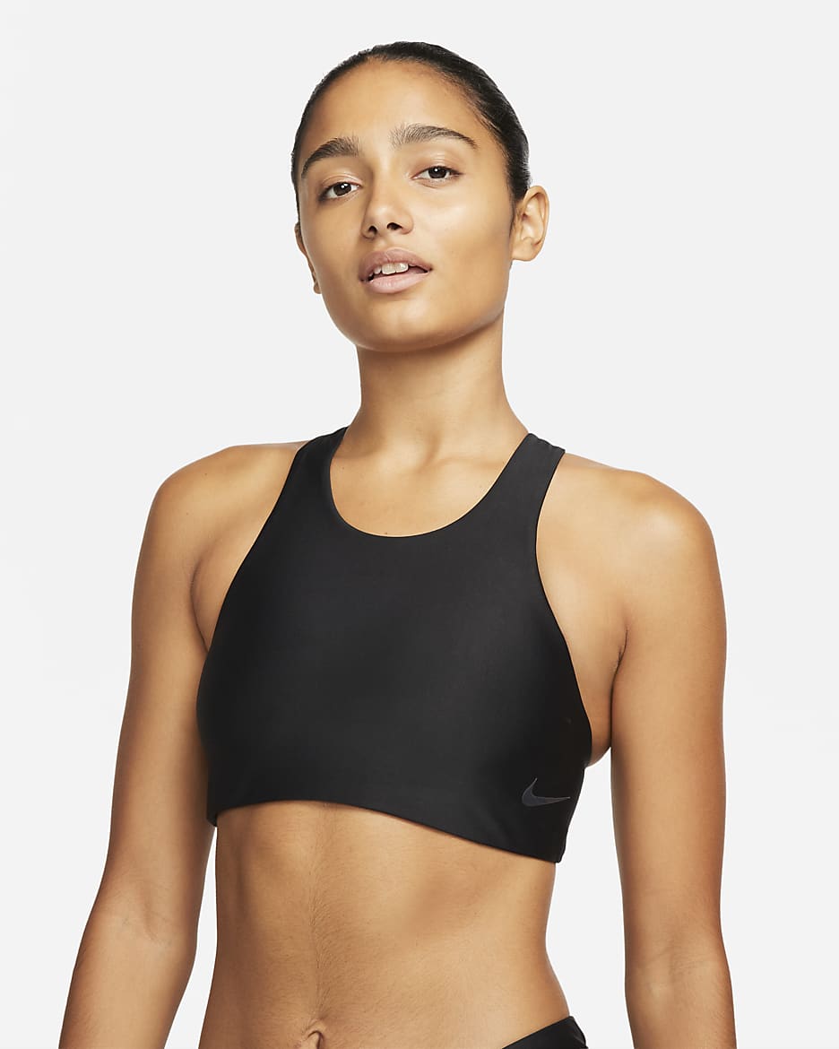 Top de bikini para mujer Nike Hydralock Fusion - Negro