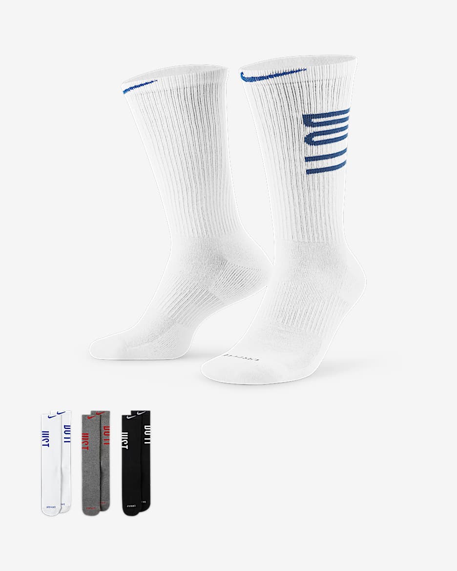 Calcetines largos de entrenamiento Nike Everyday Plus Cushioned (3 pares) - Multicolor