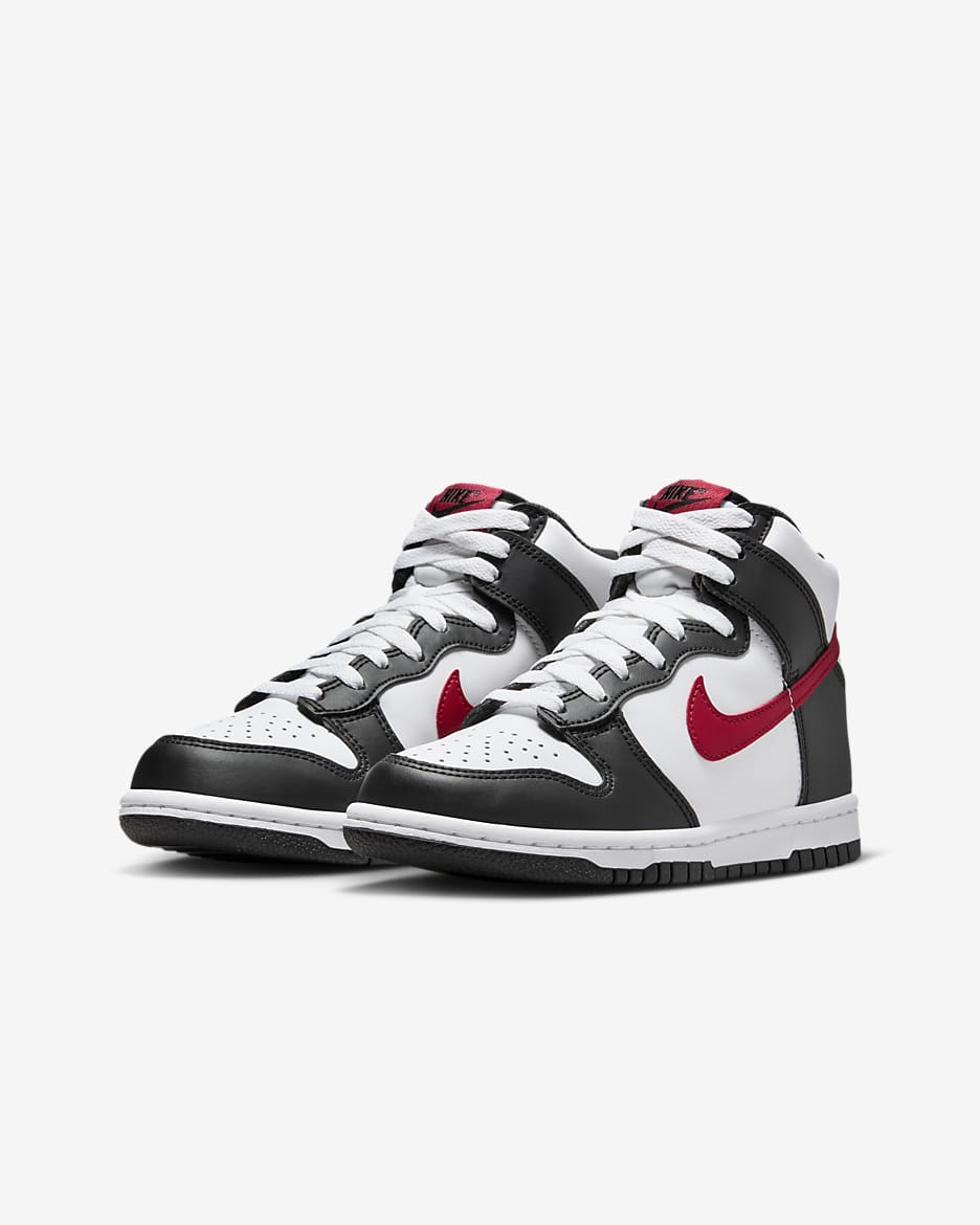 Nike Dunk High Older Kids' Shoes - White/Black/Gym Red