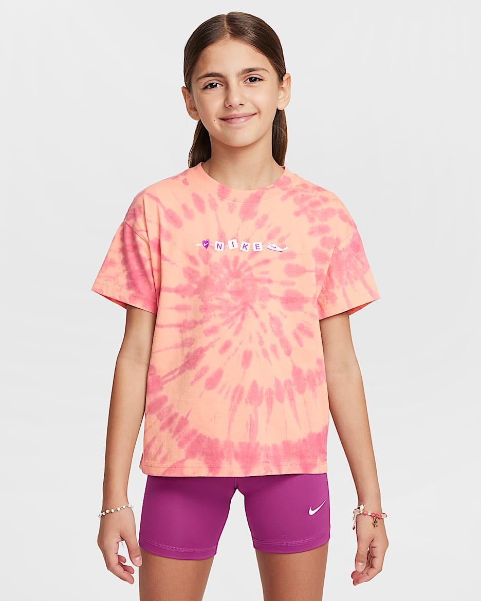T-shirt Nike Sportswear Júnior (Rapariga) - Apricot Agate/Rosa Playful