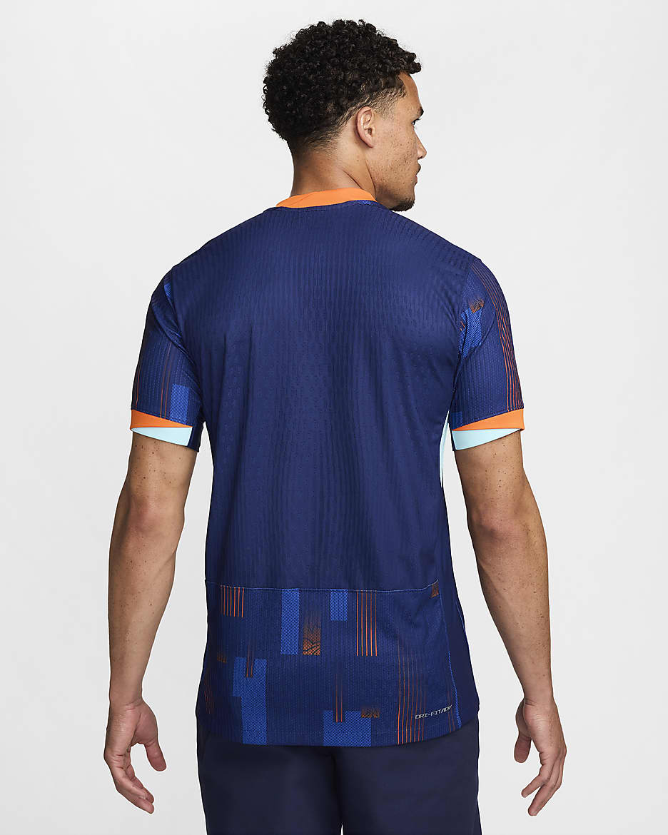 Maillot de foot authentique Nike Dri-FIT ADV Pays-Bas (Équipe masculine) 2024/25 Match Extérieur pour homme - Blue Void/Safety Orange/Copa/Blanc