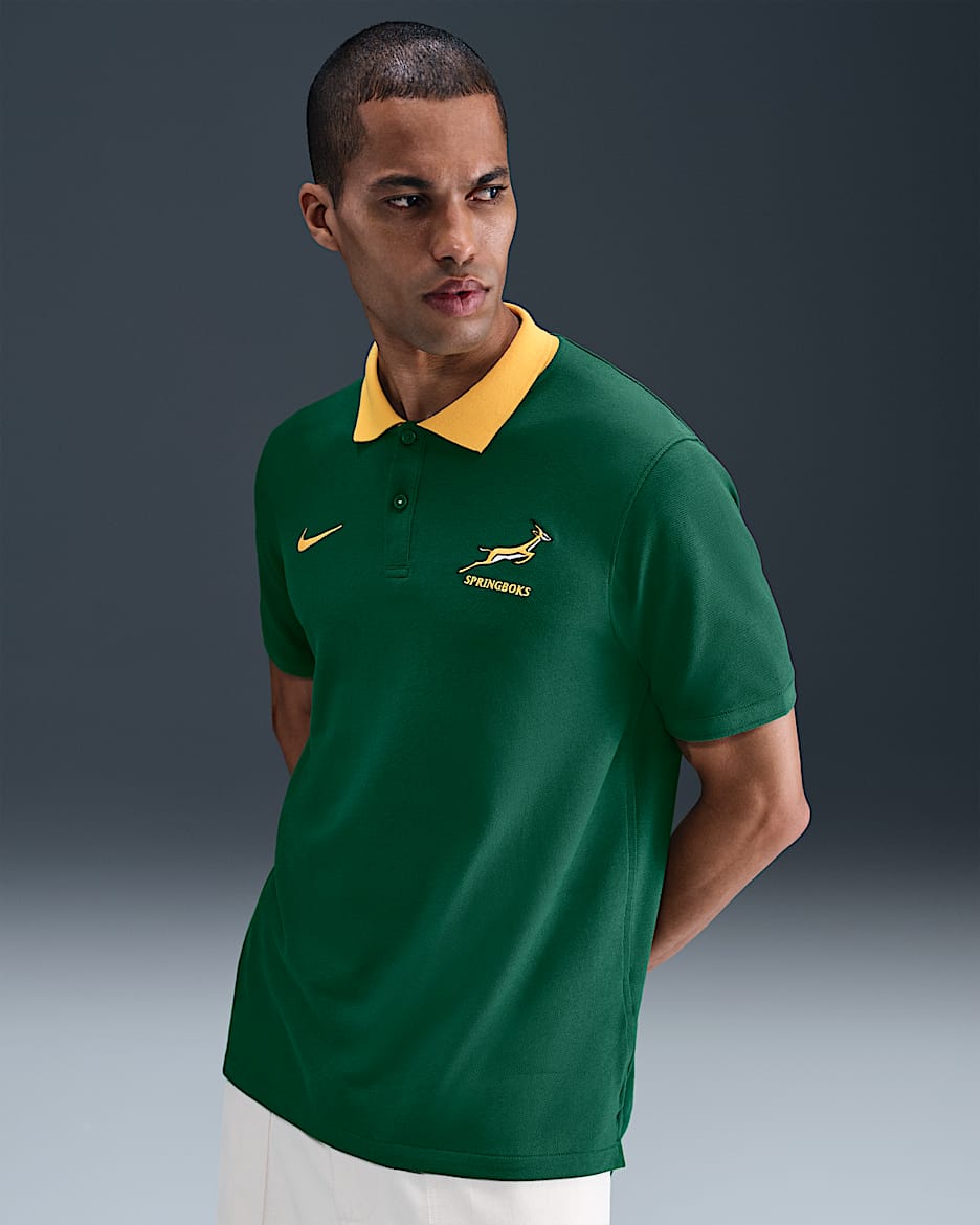 Ανδρική πικέ μπλούζα πόλο ράγκμπι Springboks Nike - Gorge Green/University Gold