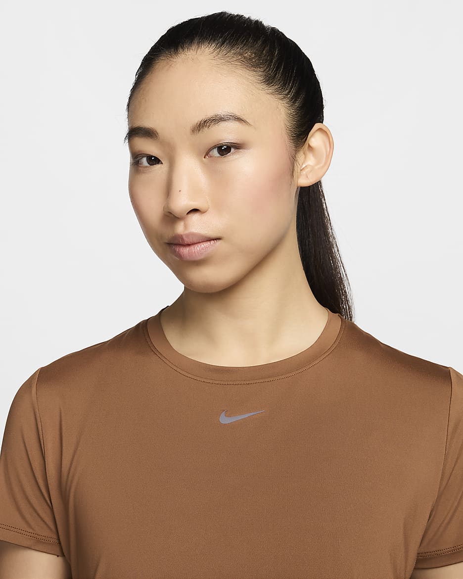 Nike One Classic Women's Dri-FIT Short-Sleeve Top - Light British Tan/Black