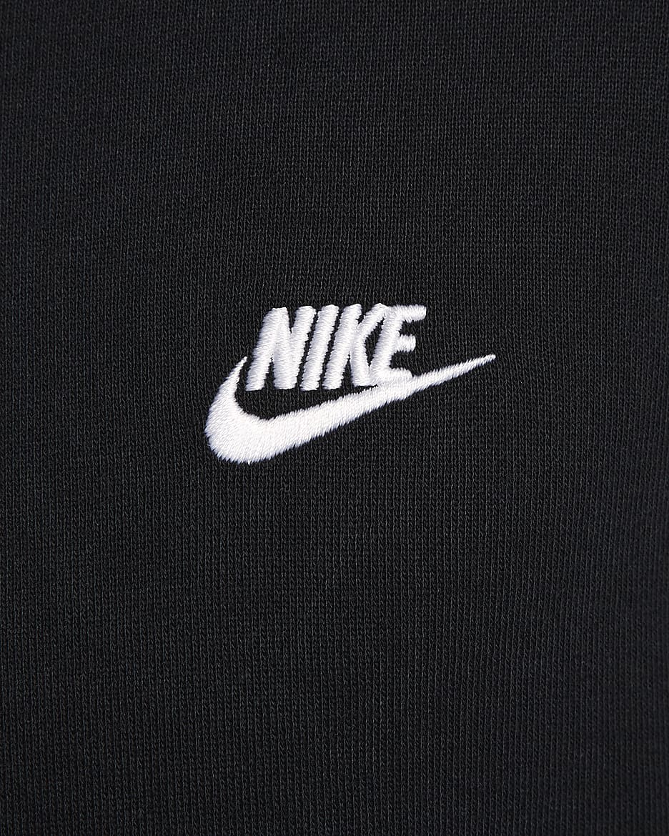 Nike Club Fleece Men's Oversized French Terry Pullover Hoodie - Black/Black/White