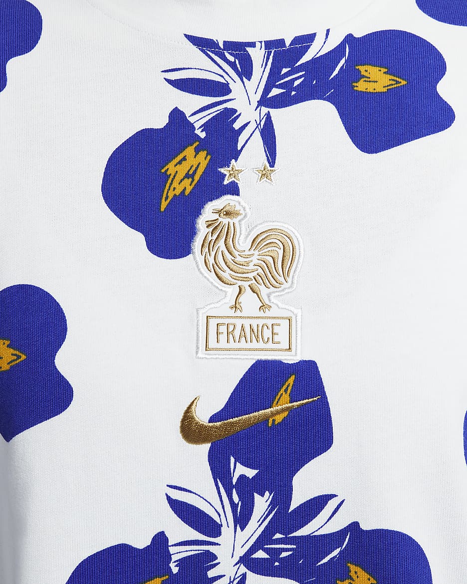 Haut rayé à manches longues Nike Football FFF pour femme - Summit White/Club Gold