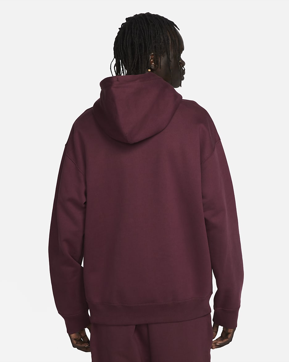 Nike Solo Swoosh Men's Fleece Pullover Hoodie - Night Maroon/White