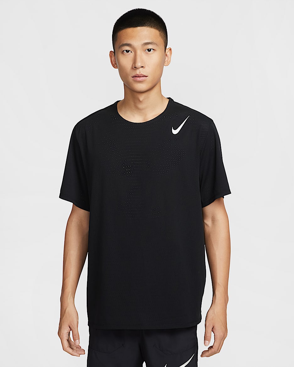 ナイキ エアロスイフト メンズ Dri-FIT ADV ショートスリーブ ランニングトップ - ブラック/サミットホワイト