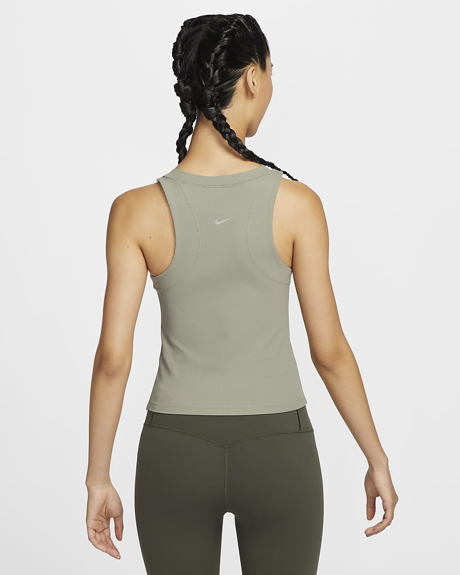 Nike Zenvy Rib Women's Dri-FIT Tank Top - Light Army/White