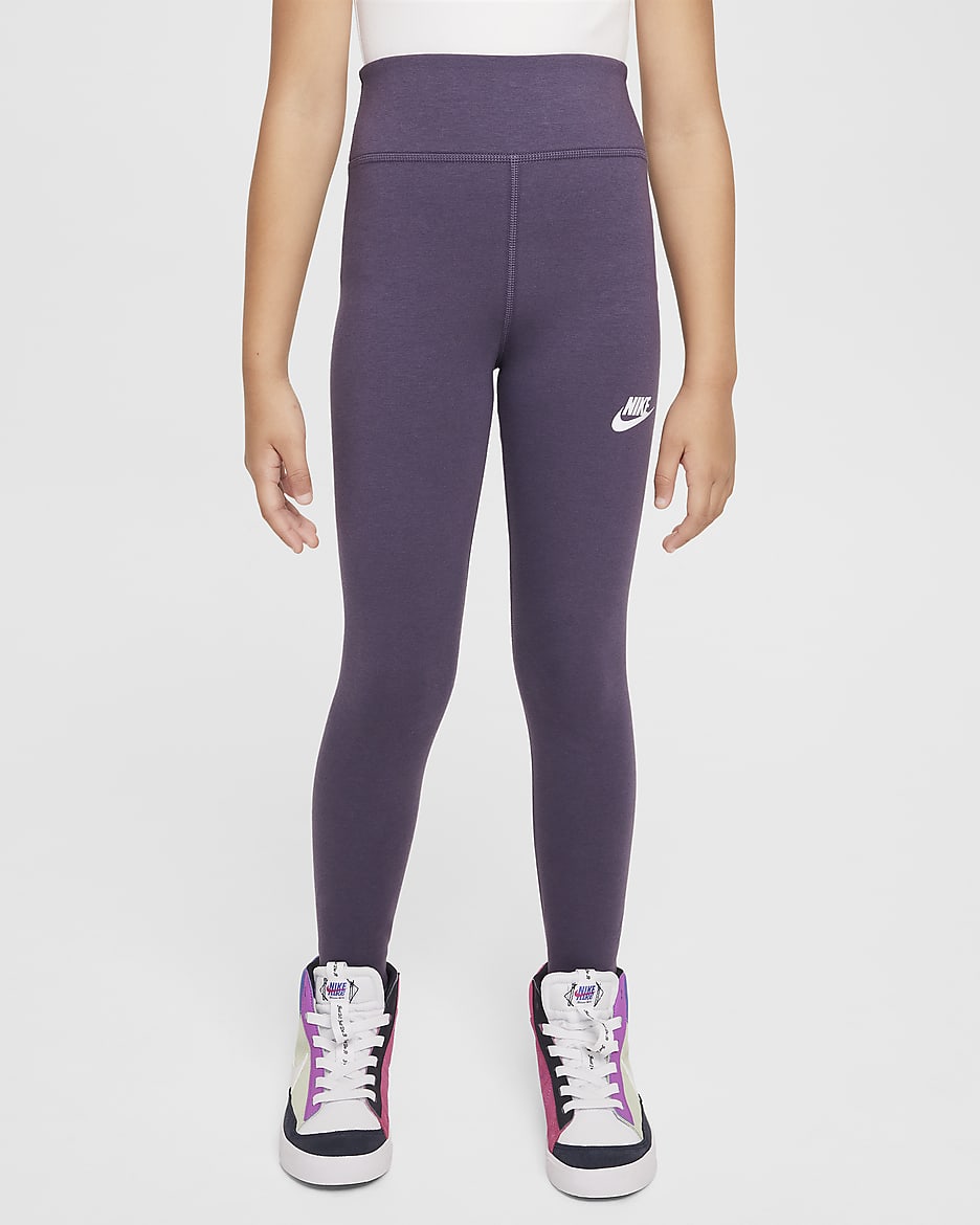 Ψηλόμεσο κολάν Nike Sportswear Classic για κορίτσια - Dark Raisin/Λευκό