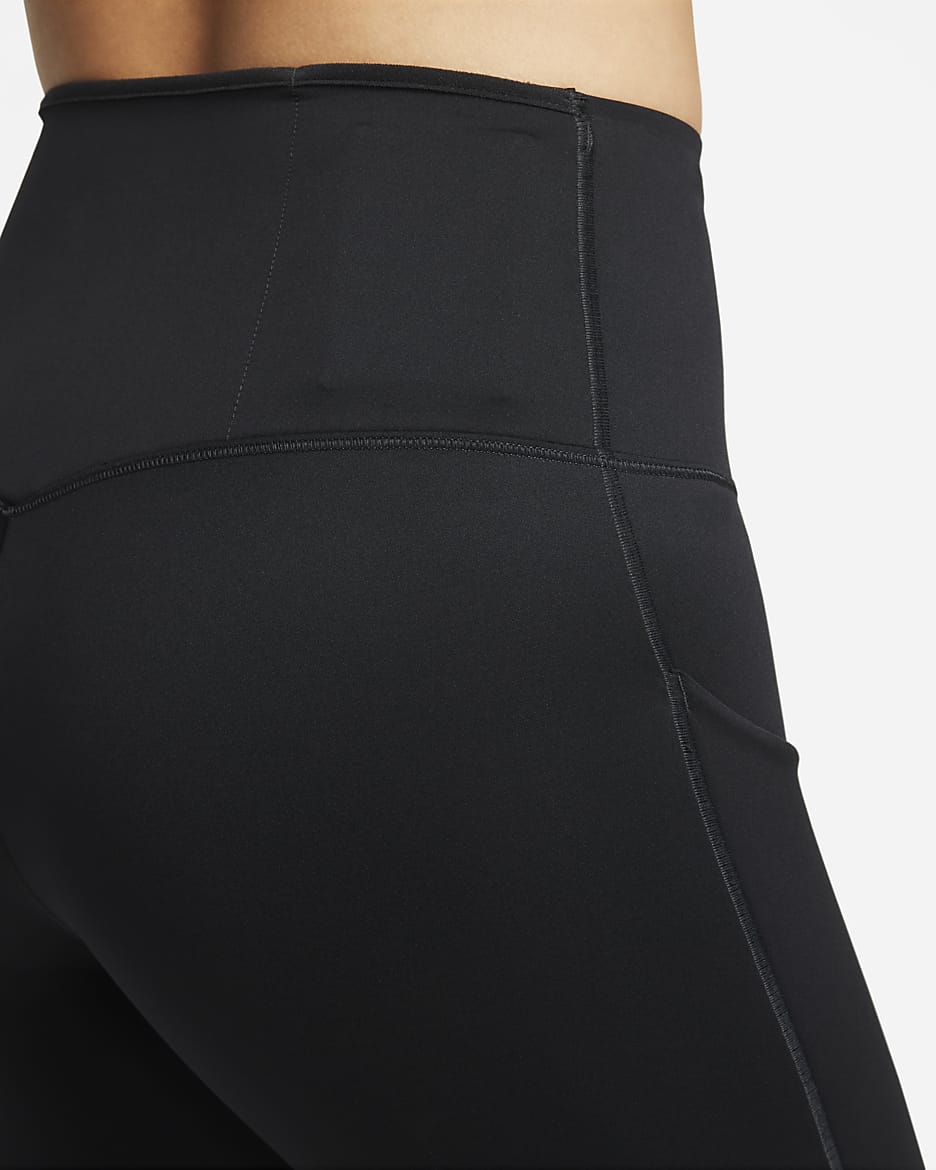 Nike Go 7/8-Leggings mit Taschen, starkem Halt und hohem Bund für Damen - Schwarz/Schwarz