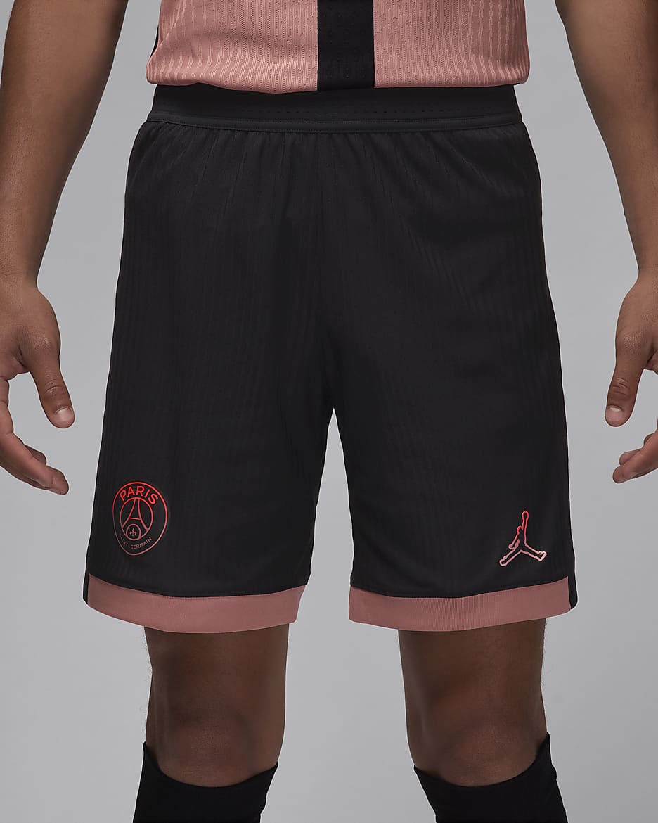 Męskie spodenki piłkarskie Jordan Dri-FIT ADV Authentic Paris Saint-Germain Match 2024/25 (wersja trzecia) - Czerń/Rust Pink/Rust Pink