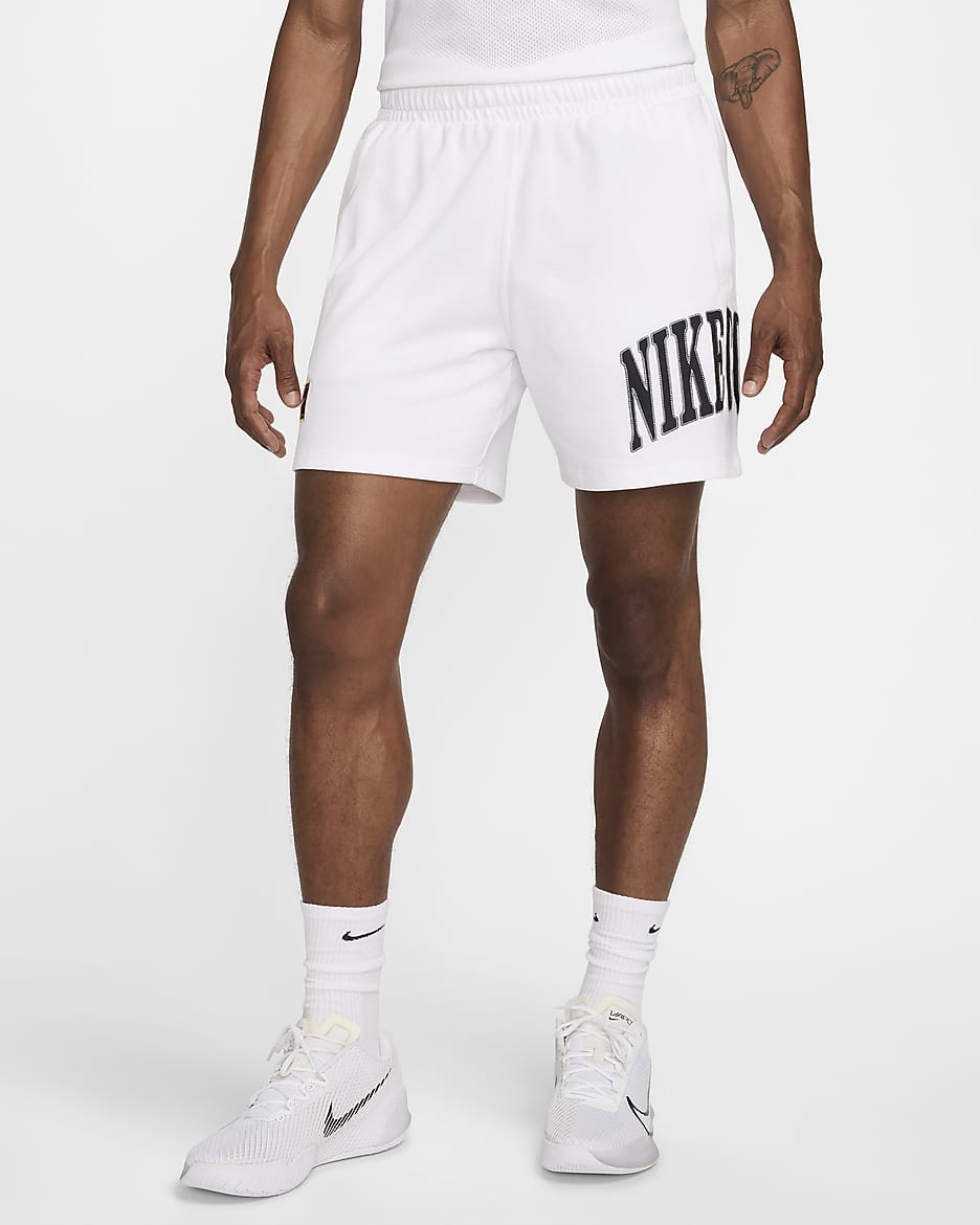 Short de tennis NikeCourt Heritage 15 cm pour homme - Blanc/Noir/Flat Pewter