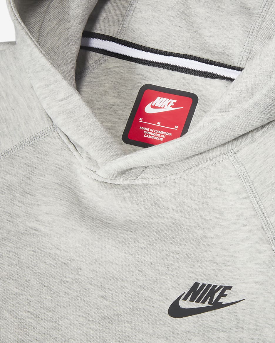 Nike Sportswear Tech Fleece Older Kids' (Boys') Pullover Hoodie - Dark Grey Heather/Black