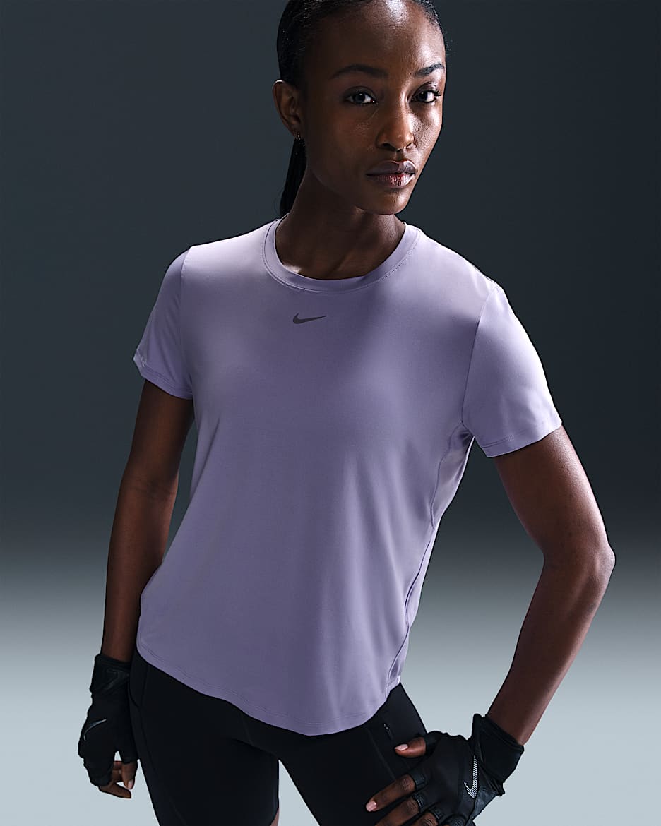 Nike One Classic Women's Dri-FIT Short-Sleeve Top - Lilac Ice/Black