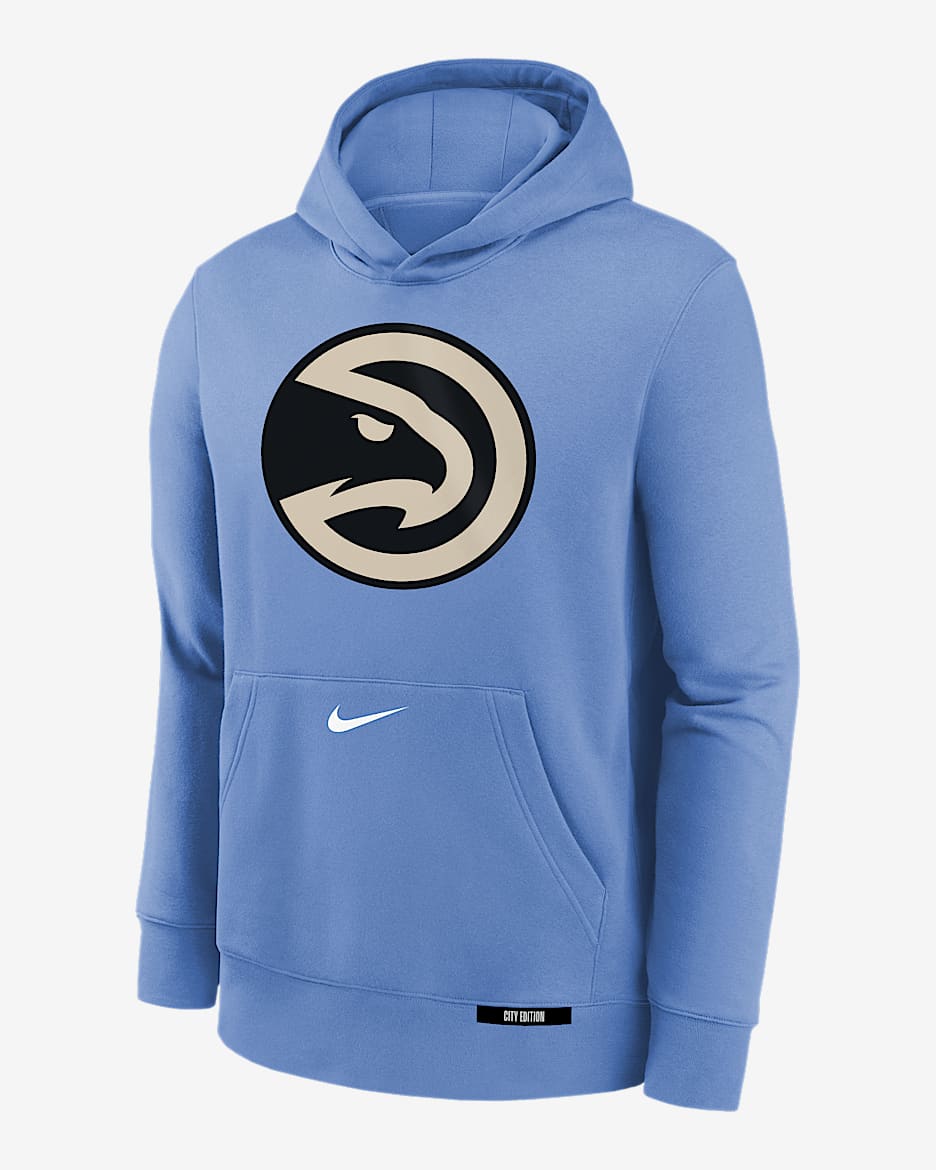 Sudadera con gorro sin cierre Nike de la NBA para niños talla grande Atlanta Hawks Club City Edition - Azul valor