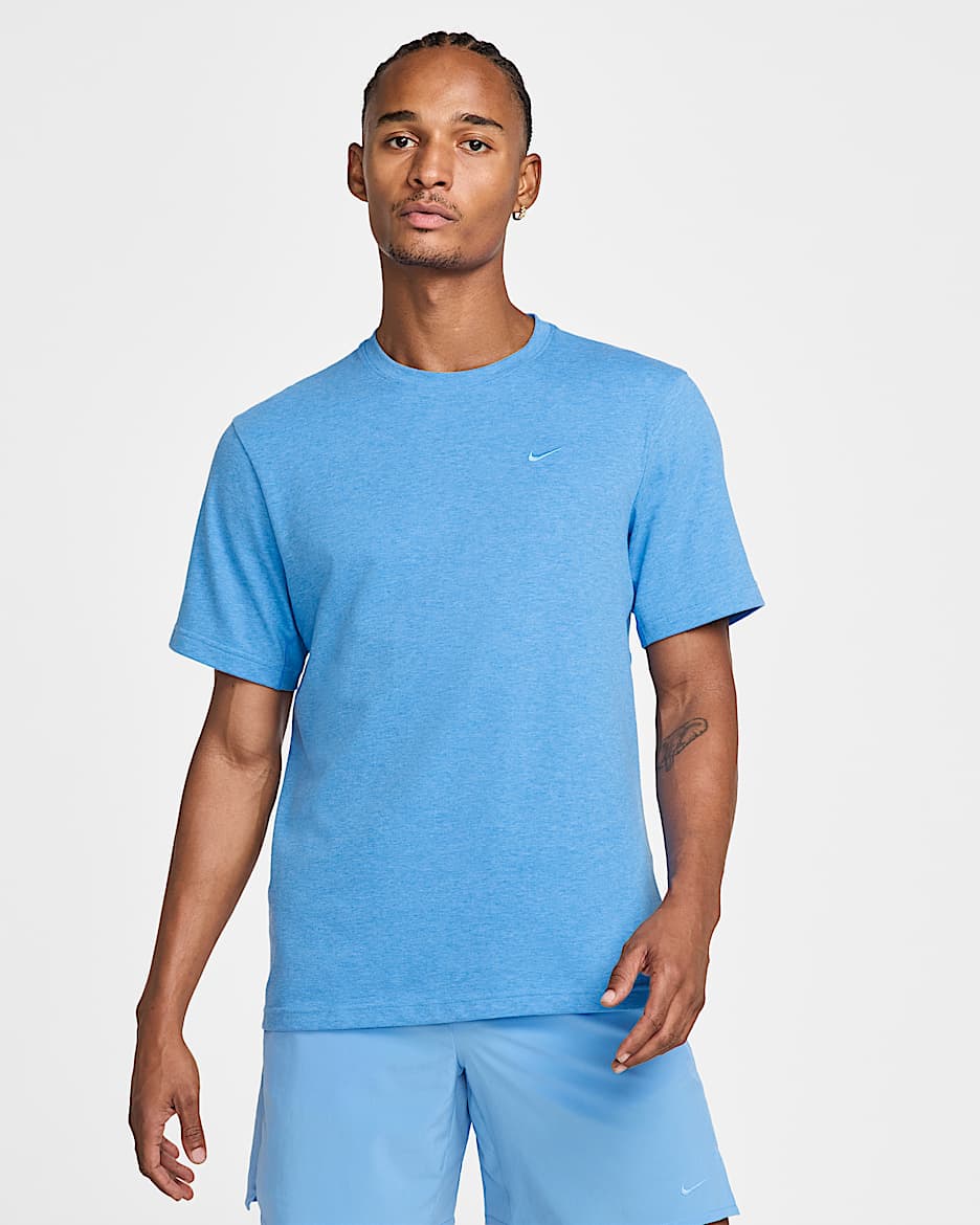 Nike Primary Men's Dri-FIT Short-sleeve Versatile Top - University Blue/Heather/University Blue