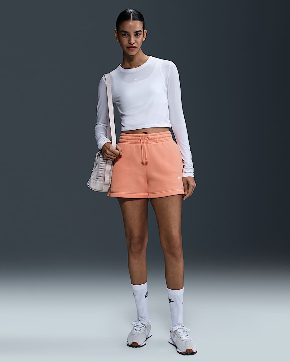 Nike Sportswear Phoenix Fleece Women's Mid-Rise 4" Shorts - Apricot Agate/Sail