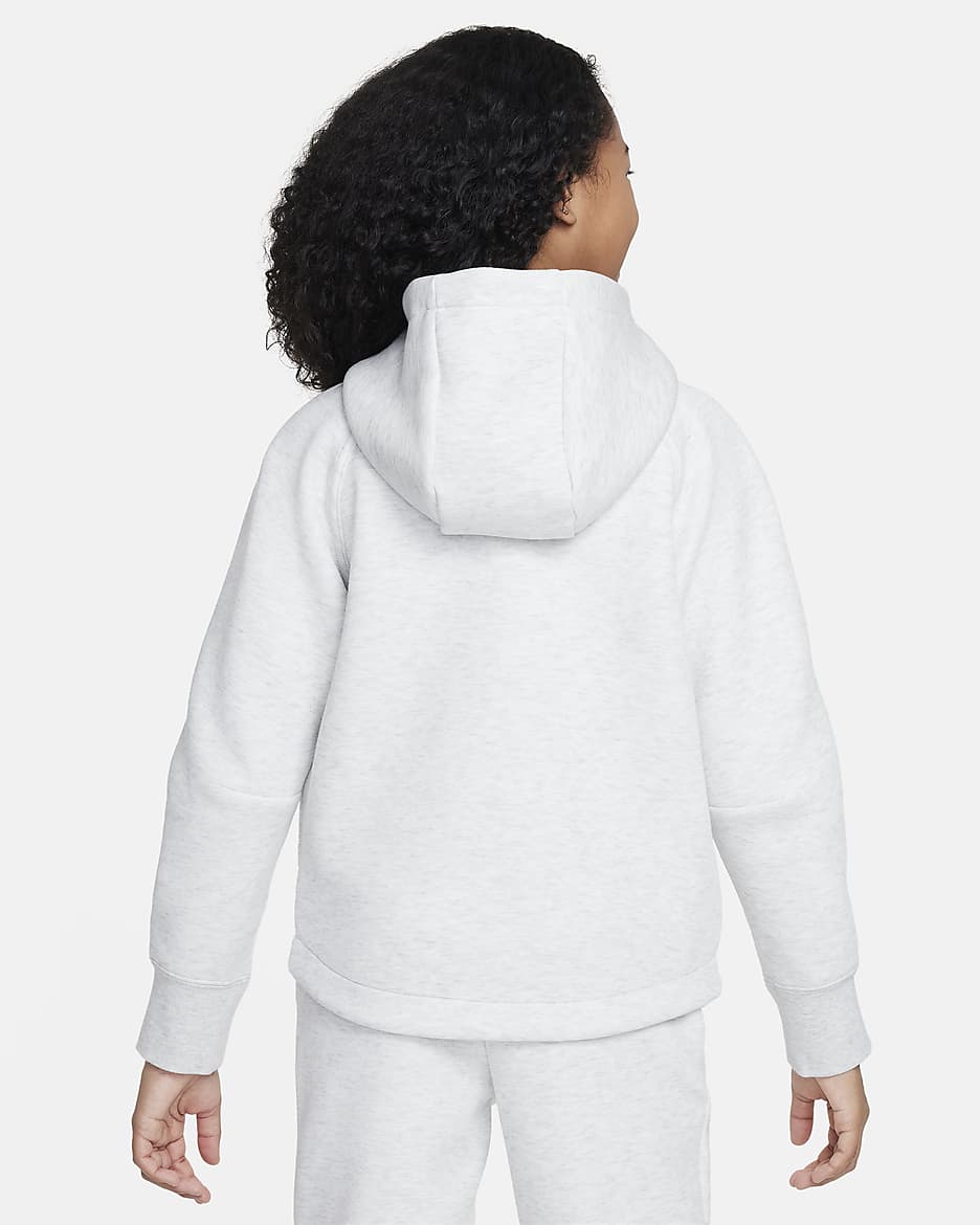 Nike Sportswear Tech Fleece Older Kids' (Girls') Full-Zip Hoodie - Light Grey/Heather/Black/Black