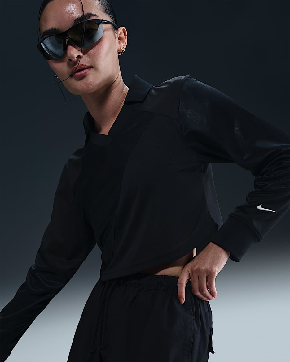 Nike Sportswear 女款長袖短版上衣 - 黑色/黑色/Sail