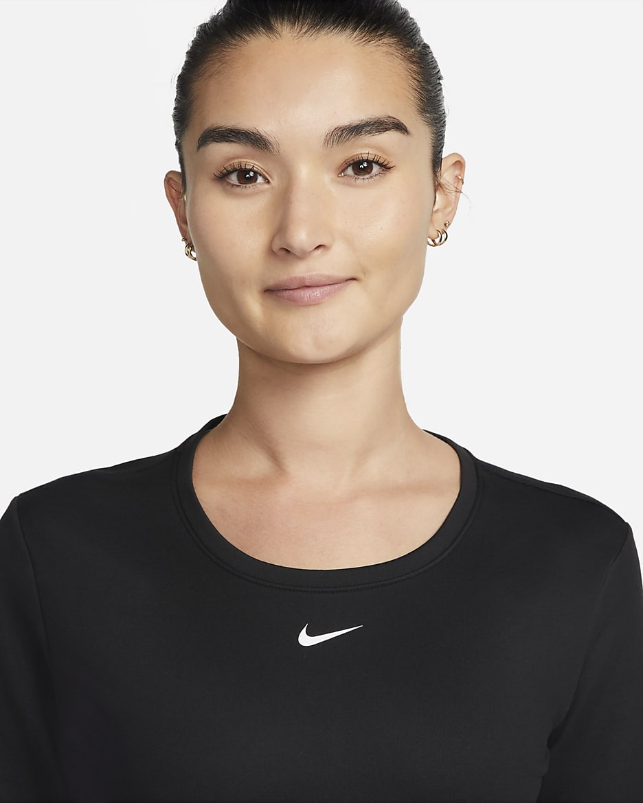 Nike Therma-FIT One Women's Graphic Long-Sleeve Top - Black/Photon Dust/White