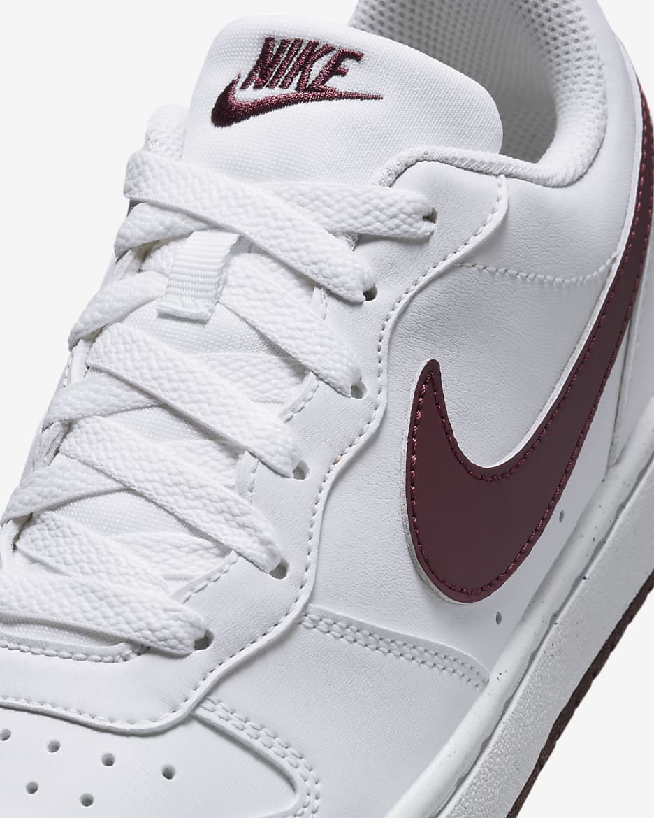 Nike Court Borough 低筒 Recraft 大童鞋款 - 白色/Burgundy Crush