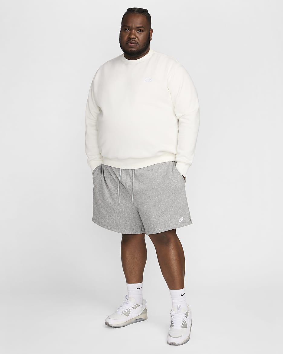 Shorts Flow in French Terry Nike Club – Uomo - Dark Grey Heather/Light Smoke Grey/Bianco