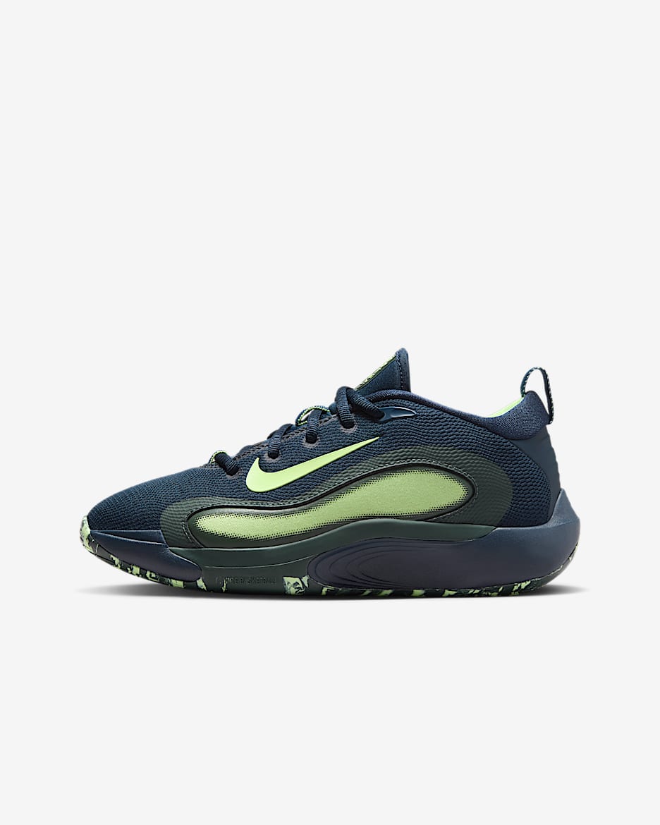 Nike IsoFly Big Kids' Basketball Shoes - Armory Navy/Vintage Green/Barely Volt