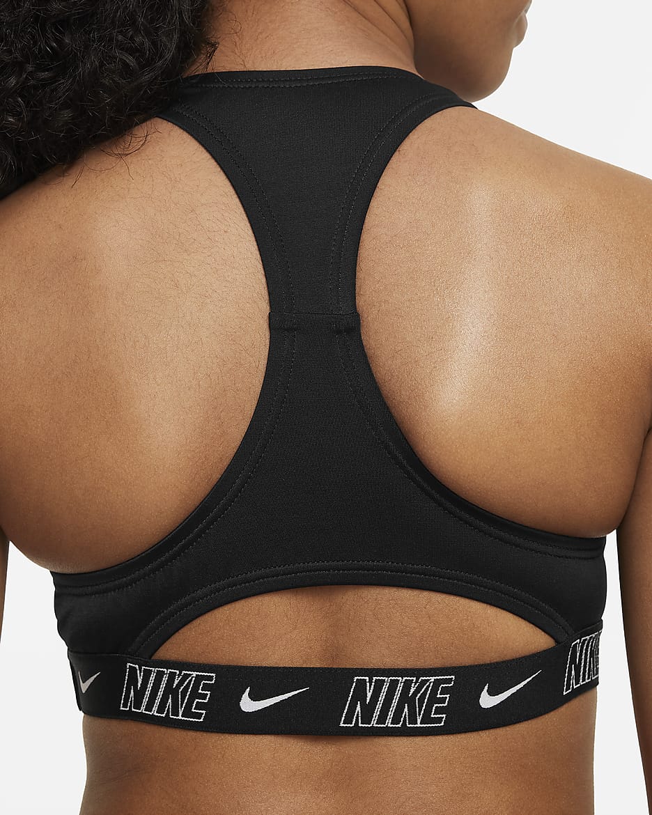 Conjunto de shorts y bikini de espalda deportiva para niña talla grande Nike Swim Logo Tape - Negro