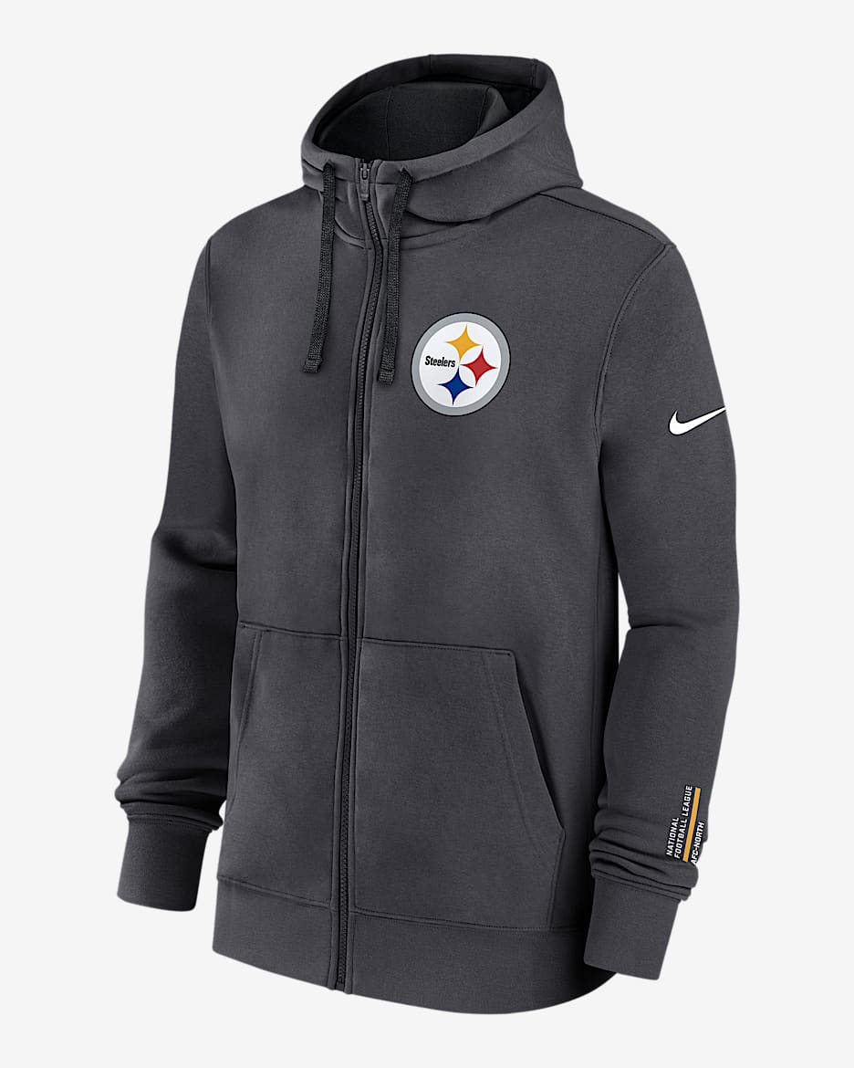 Pittsburgh Steelers Playbook Page Club Men's Nike NFL Full-Zip Hoodie - Anthracite