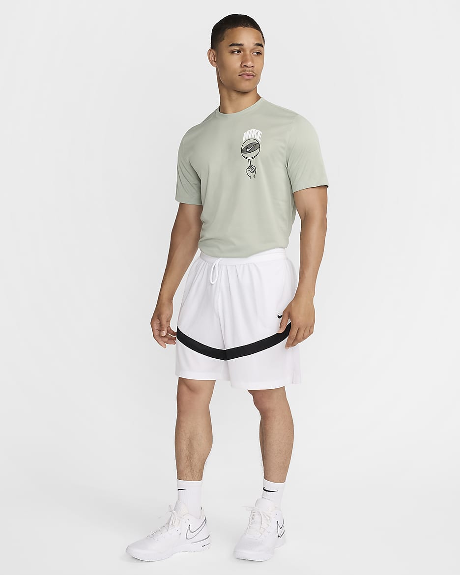 Short de basketball 20 cm Dri-FIT Nike Icon pour homme - Blanc/Blanc/Noir/Noir