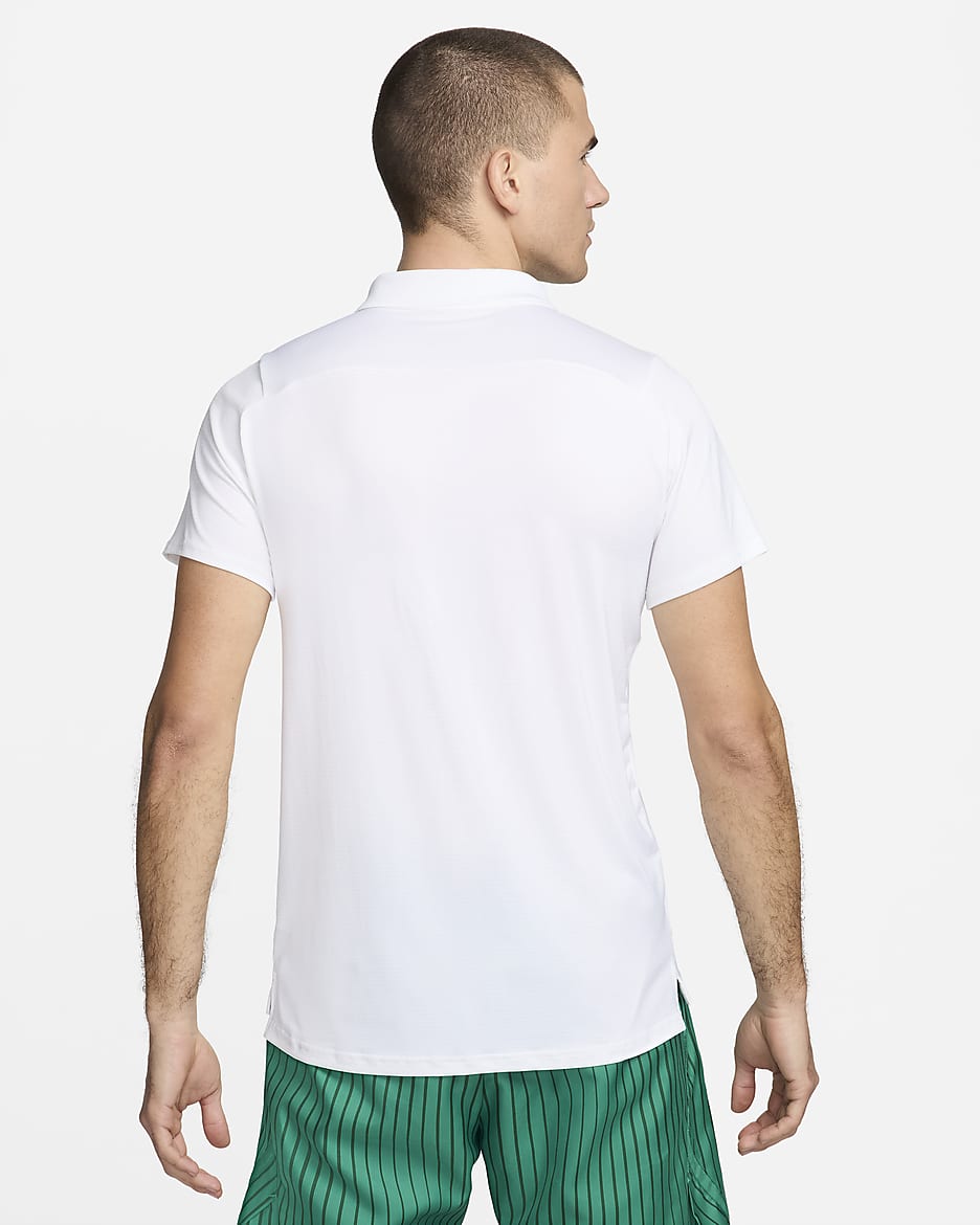 Męska koszulka polo do tenisa Dri-FIT NikeCourt Advantage - Biel/Malachite