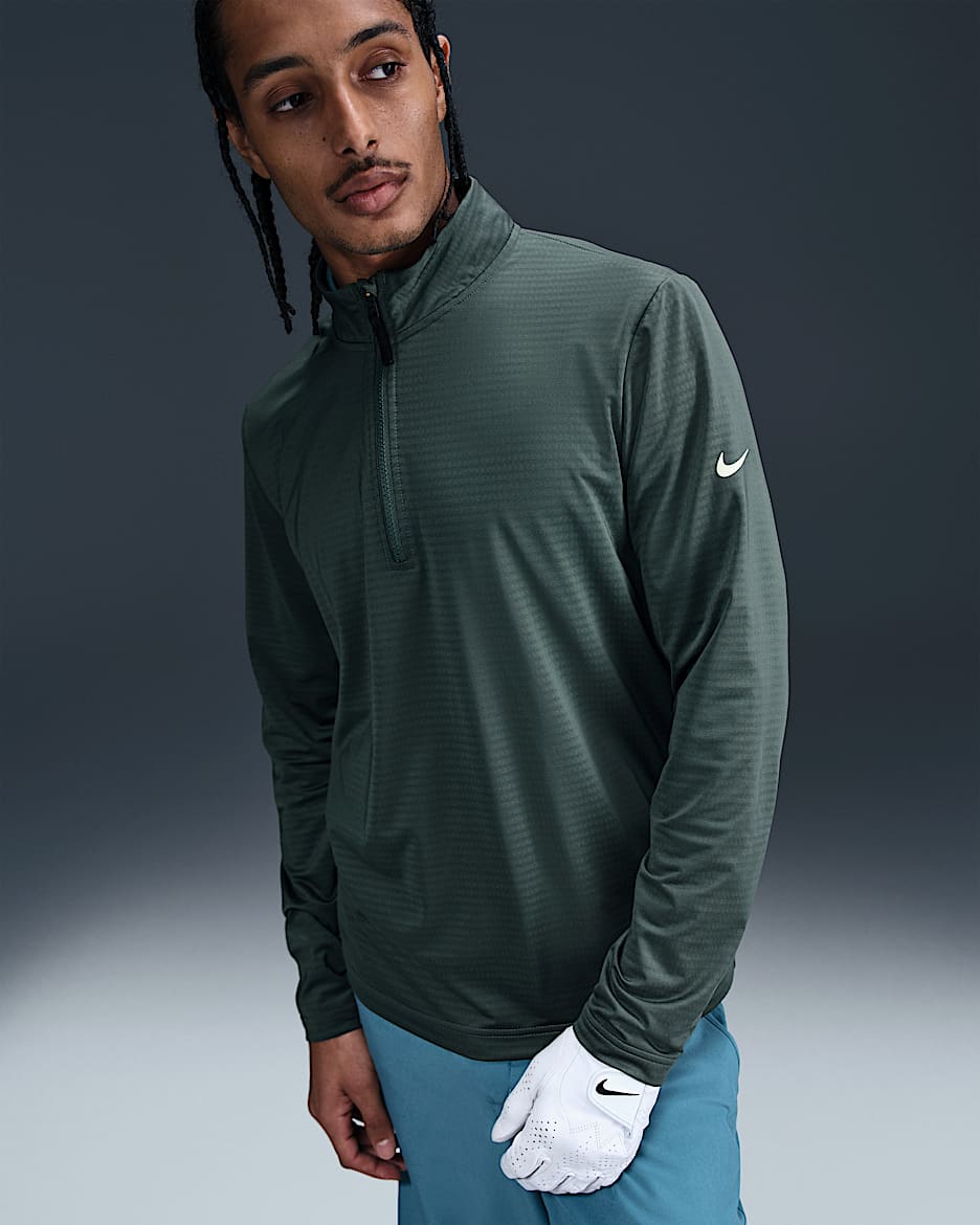 Playera de golf Dri-FIT de medio cierre para hombre Nike Victory - Verde vintage/Marfil pálido