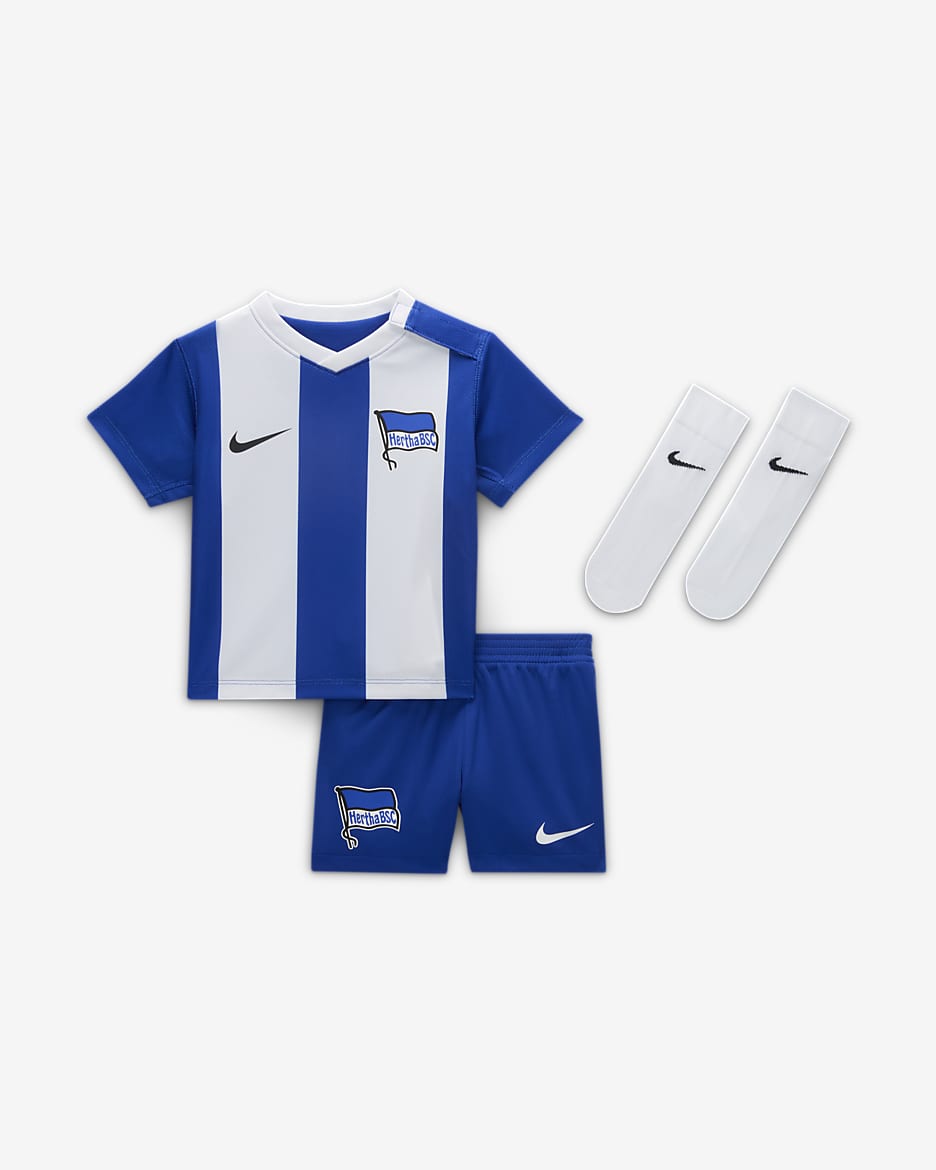 Hertha BSC 2024/25 Stadium Home Nike Replica Fußballtrikot-Set für Babys und Kleinkinder - Old Royal/Weiß/Schwarz