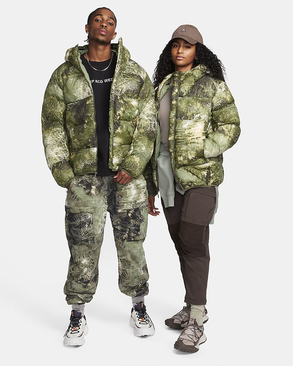 Nike ACG "Lunar Lake" Puffer Therma-FIT ADV Loose Hooded Jacket - Oil Green/Medium Olive