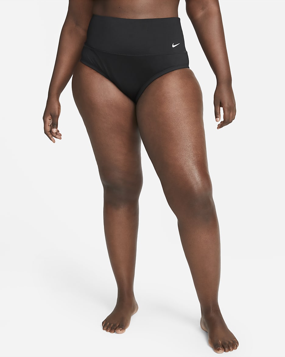 Parte inferior de traje de baño con cintura de tiro alto para mujer Nike Essential (talla grande) - Negro
