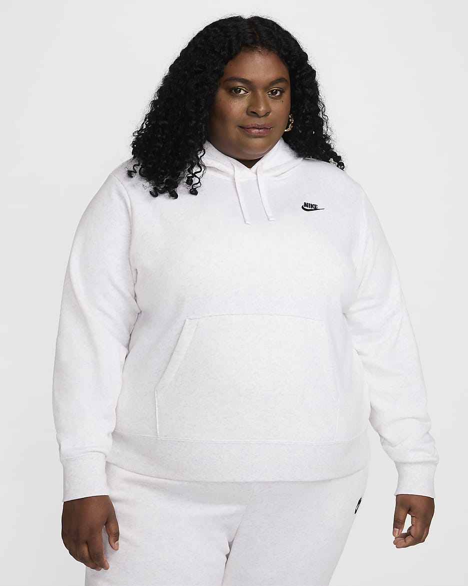 Sudadera con gorro sin cierre para mujer Nike Sportswear Club Fleece (talla grande) - Abedul jaspeado/Negro