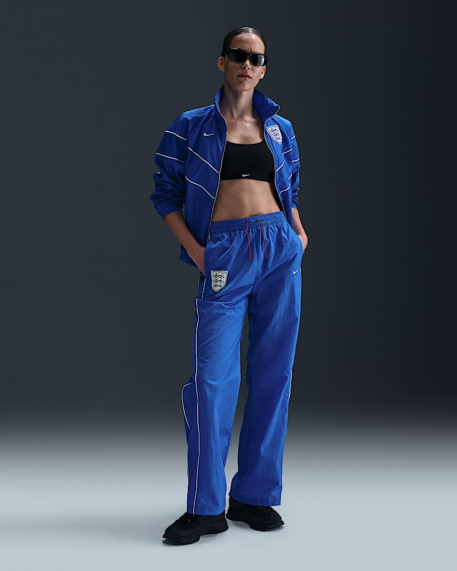 England Windrunner Women's Nike Football High-Waisted Woven Pants - Hyper Royal/Hyper Royal/White
