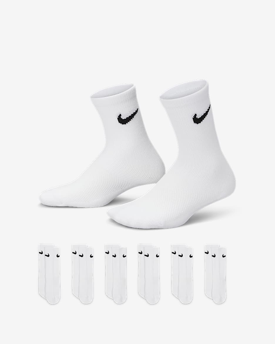 Caja de conjunto de calcetas de malla y amortiguación Nike para niños de preescolar (6 pares) - Blanco