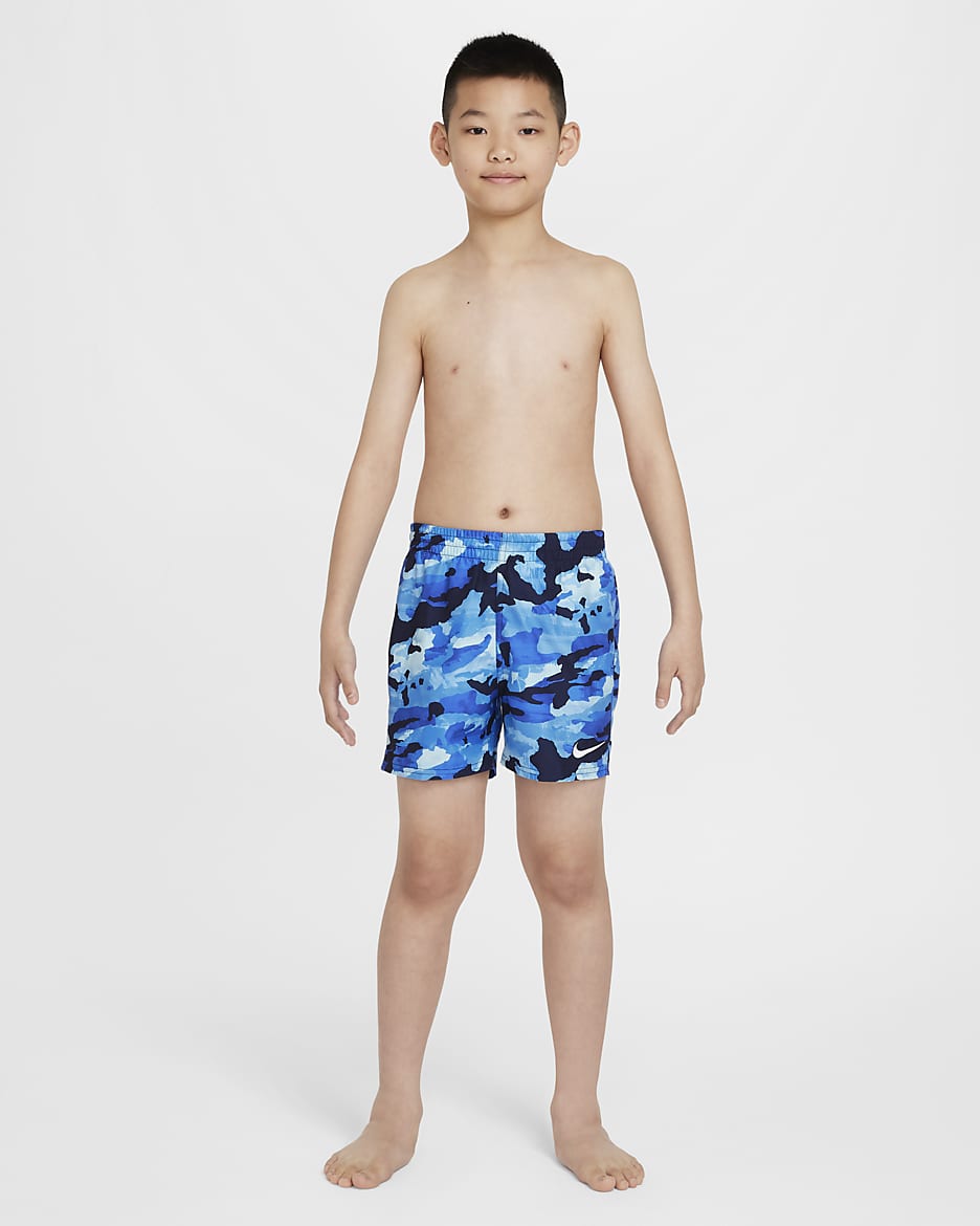 Nike Swim Classic Camo Older Kids' (Boys') 10cm (approx.) Volley Shorts - Midnight Navy/Game Royal/Light Photo Blue/White