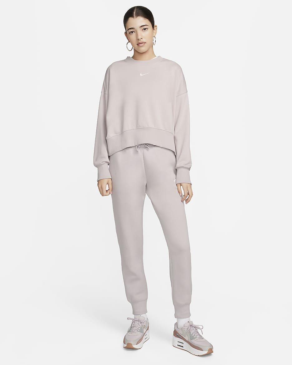 Nike Sportswear Phoenix Fleece joggingbroek met halfhoge taille voor dames - Platinum Violet/Sail