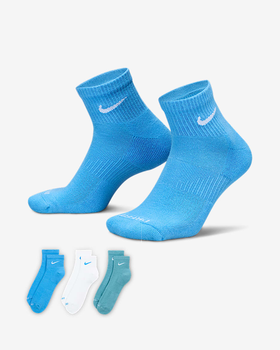 Nike Everyday Plus Cushioned Training Ankle Socks (3 Pairs) - Multi-Color