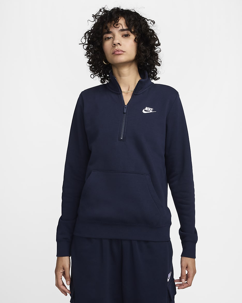Nike Sportswear Club Fleece Women's 1/2-Zip Sweatshirt - Obsidian/White