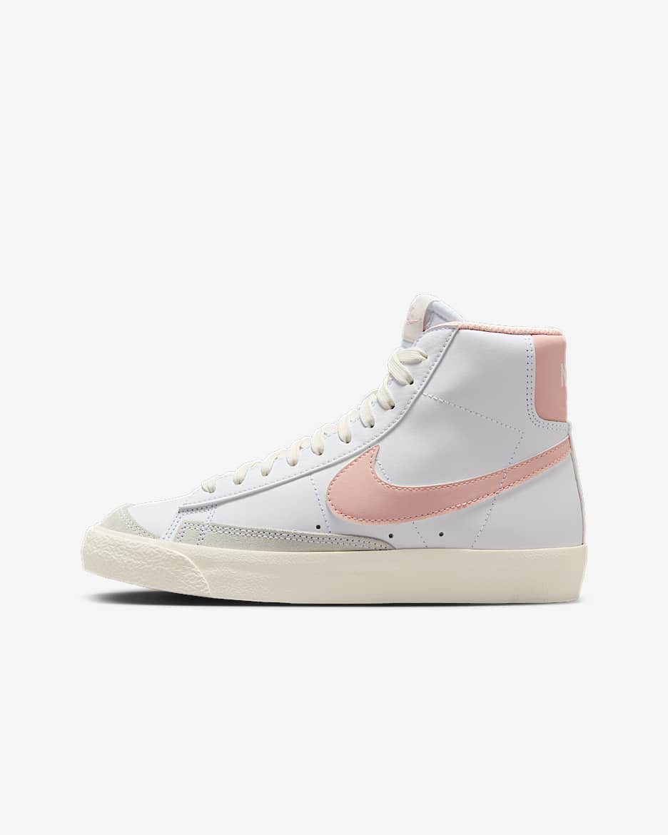 Tenis para niños grandes Nike Blazer Mid '77 - Blanco/Vela/Rosa eco