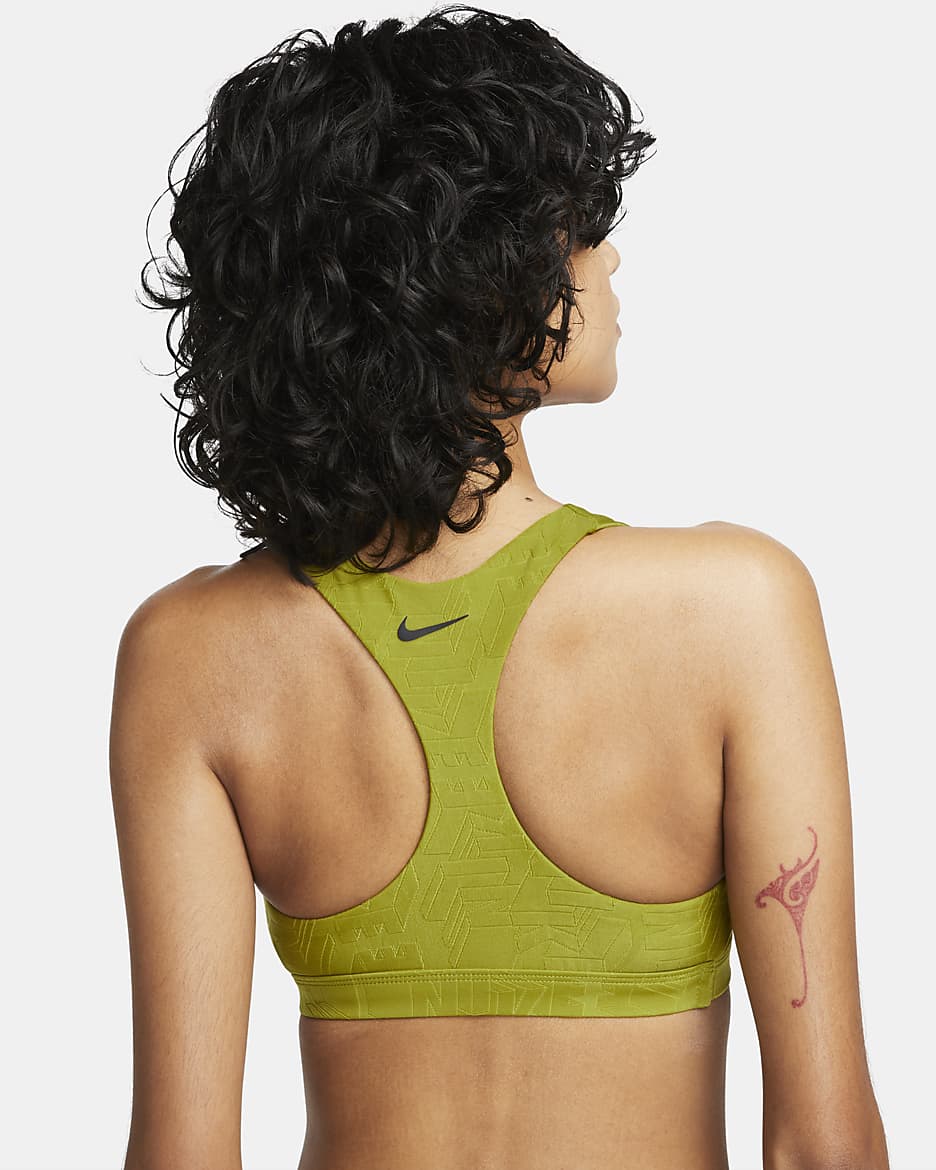 Nike Women's Cut-Out Bikini Swimming Top - Moss/Black