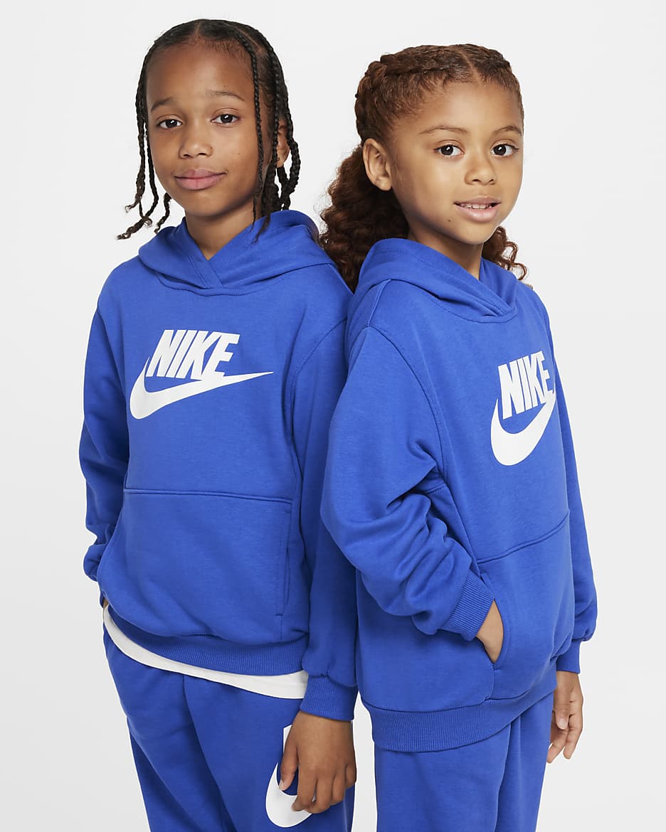 Sudadera con gorro para niños talla pequeña Nike Sportswear Club French Terry Pullover - Royal juego