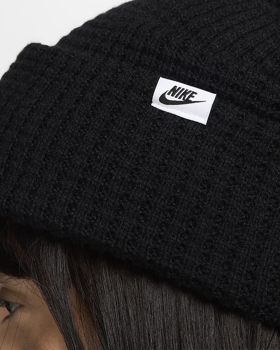 Bonnet en maille gaufrée Nike Peak - Noir